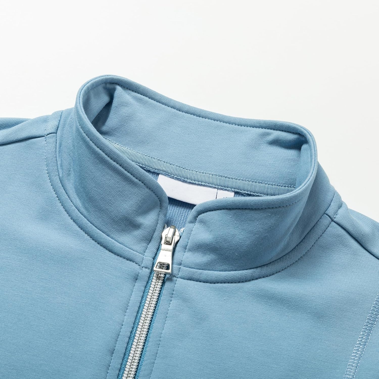Women’s Lightweight Zip‑Up Jacket – Soft Brushed Knit, Stand‑Collar, Ribbed Cuffs & Hem, Side Pockets, Light‑Blue