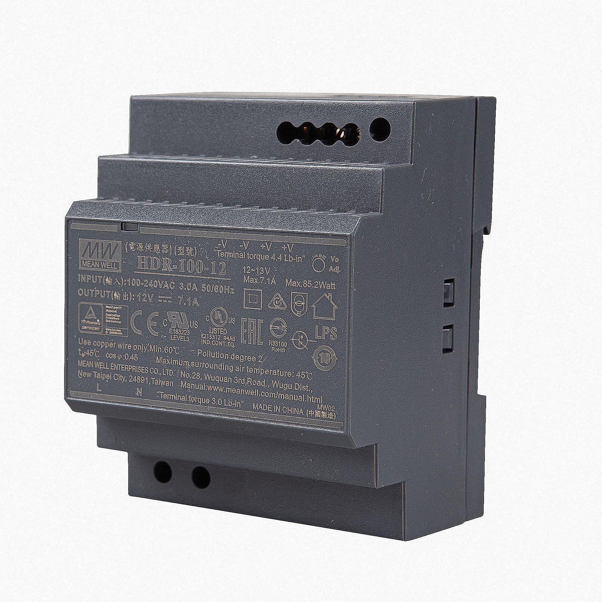 Bloc d'alimentation Mean Well HDR-100-12 pour éclairage LED 12V 100W