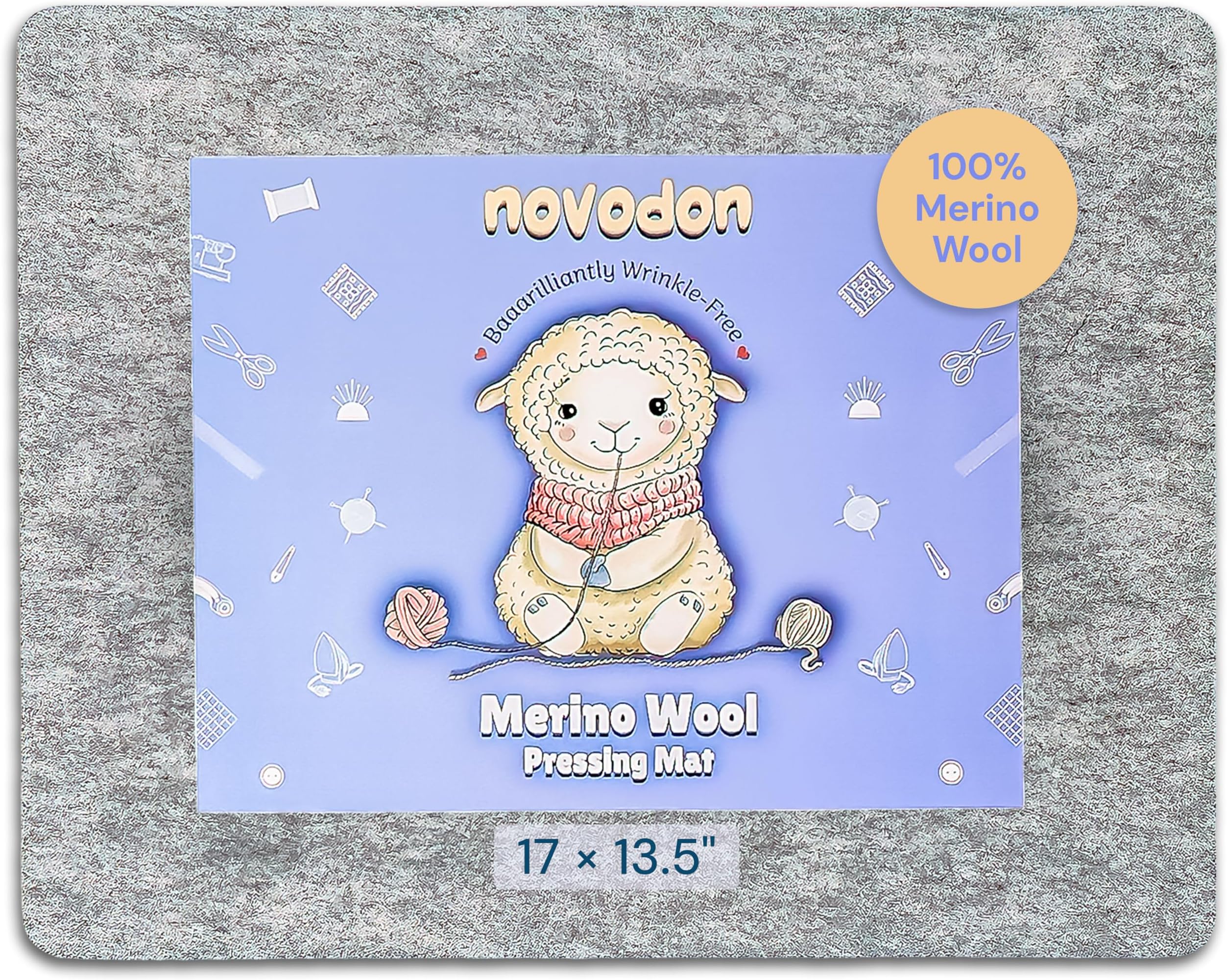 Novodon Merino Wool Pressing Mat for Quilting 17" x 13.5" 100% Merino Wool Pressing Mat for Quilting and Ironing