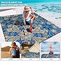 Vista 47 de Beach Blanket Oversized Extra Large 78" X 81",Waterproof Sandproof Beach Blanket 1-7 Adults Lightweight Durable for Travel Camping Hiking Picnic