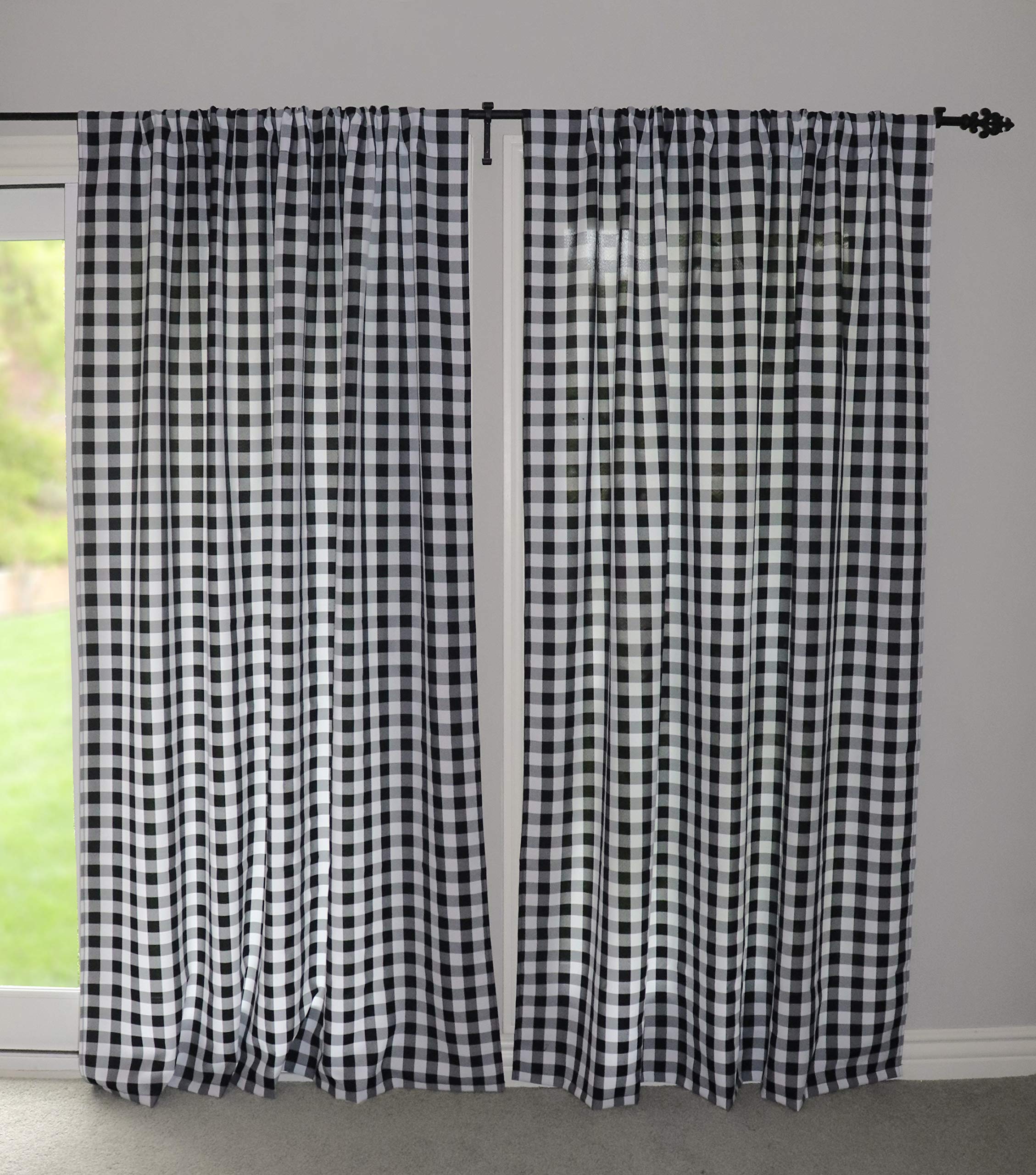 Amazon｜lovemyfabric ギンガムチェック ポリエステル100% カーテン 窓