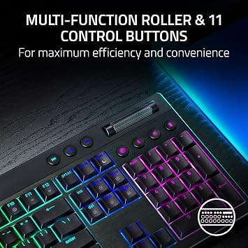 Razer BlackWidow V4 Low-profile HyperSpeed - Wireless Low-profile Mechanical Gaming Keyboard - HyperSpeed Wireless & BT - Multi Roller & 11 Control Buttons - Orange Switches QWERTY UK-Layout