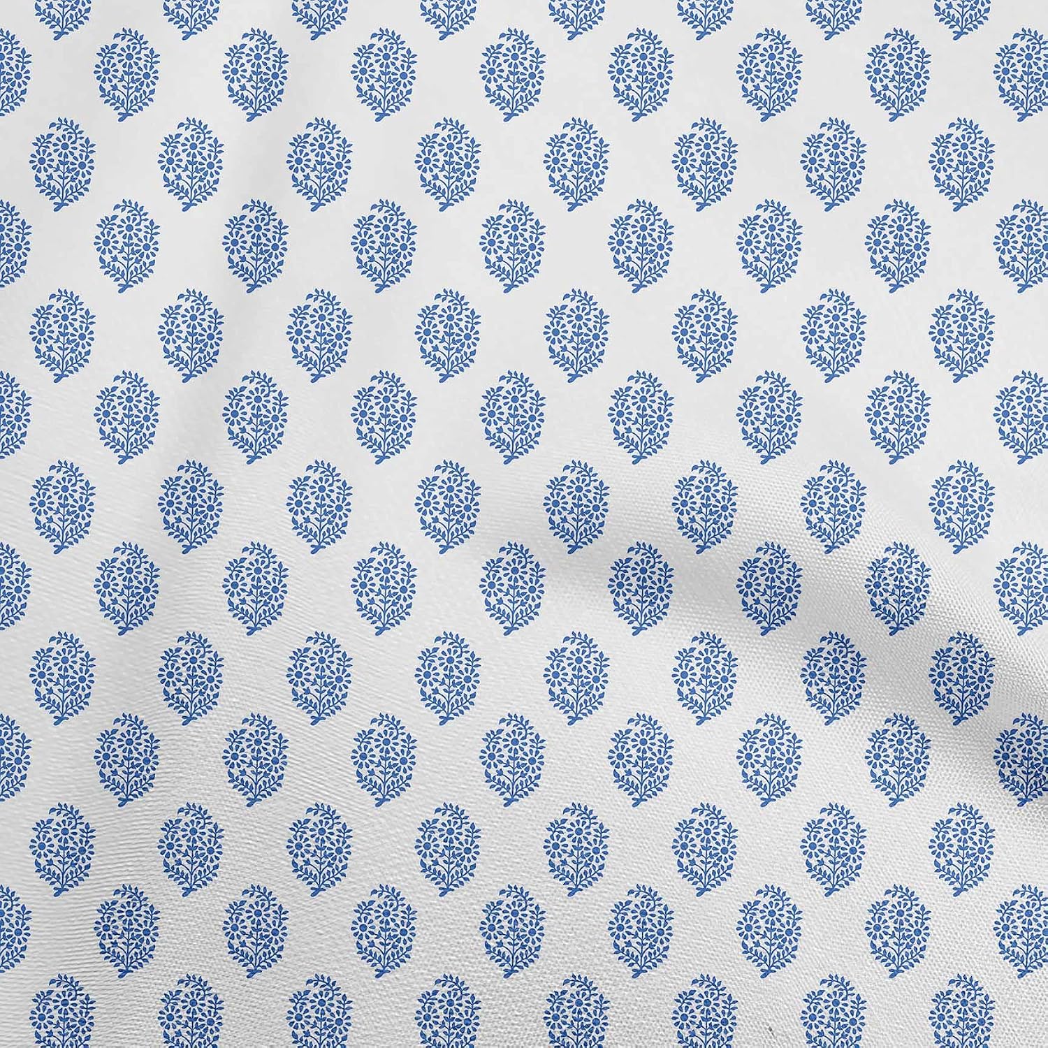 oneOone Cotton Flex Blue Fabric Block Craft Projects Decor Fabric Printed By The Yard 40 Inch Wide-S0