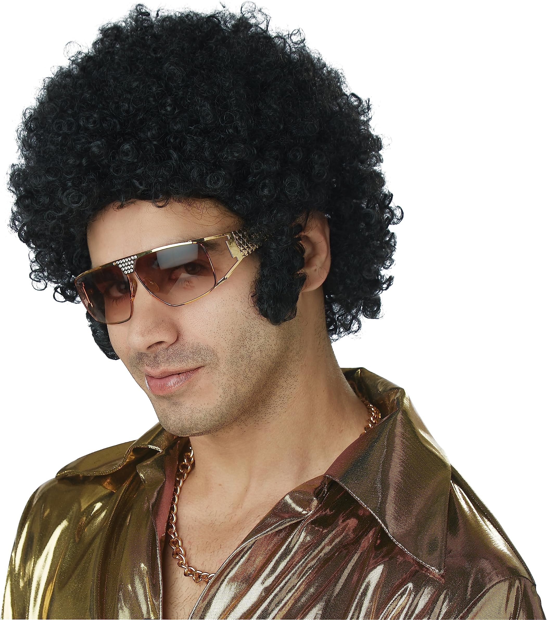Afro Chops Wig, Black, One Size