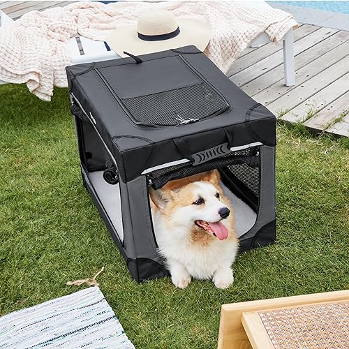 Miniatura 8 de Lesure - Jaula plegable y suave para perros, jaula de viaje para perros extragrandes en interiores y exteriores, jaula plegable de 4 puertas con