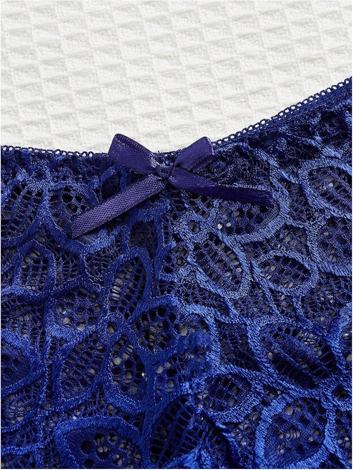 Verdusa Women's Lingerie Sets 6 Piece Lace Bow Floral Underwear Bras Wireless Padded Bra and Panty Set - Image 4