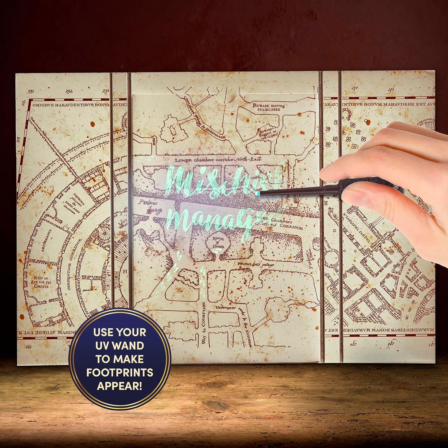 Wizarding World: Mischief Managed Diary - Marauders Map Secret Flip-Pad Notebook, Invisible Ink Pen, Mini UV Reveal Wand, Collectible Harry Potter Set