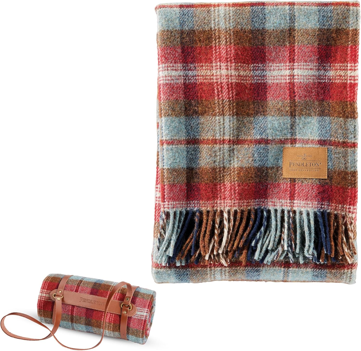 Pendleton Wool Blanket with Leather Carrier