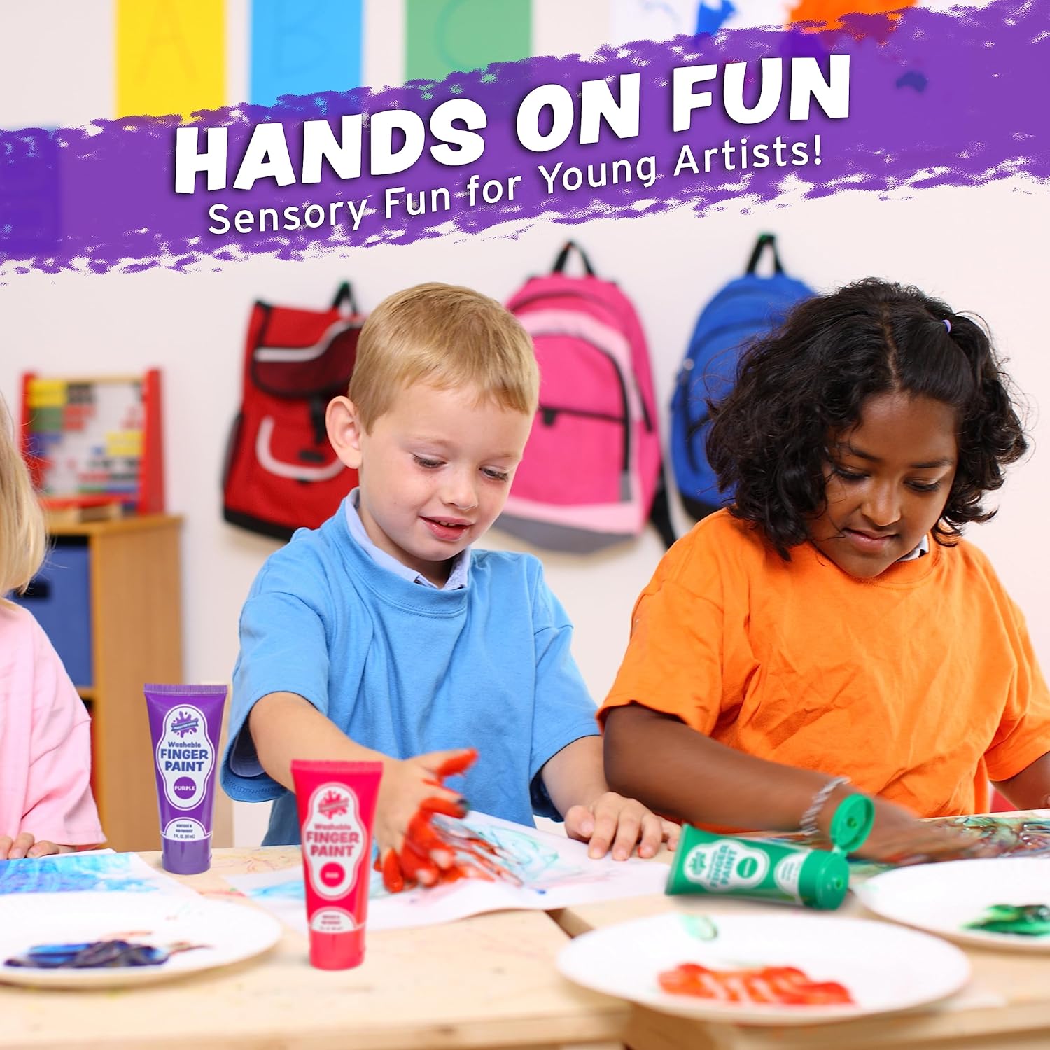 Finger Paint, 24 Pack - Washable, Nontoxic Kids Paint Set with Easy-to-Squeeze Tubes - Vibrant Colors for Toddler Art Supplies