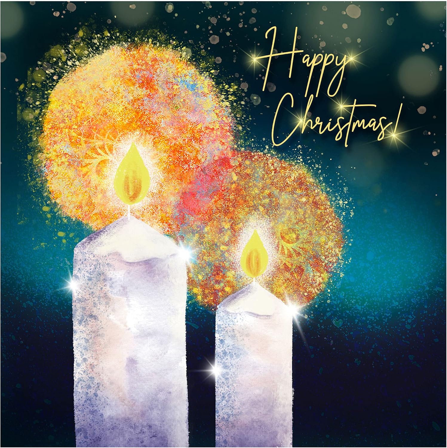Christmas cards pack, Candles, 10 luxury Christmas cards 2025 with 10 white envelopes, Designed