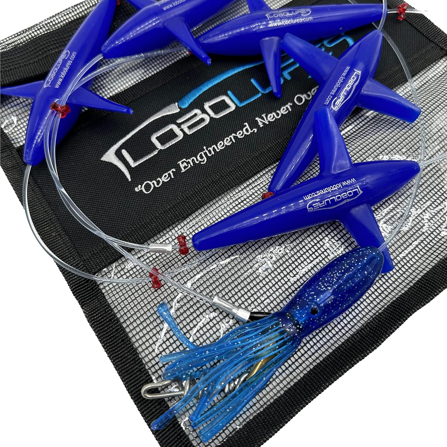 #401 Prattling Tuna Teaser Bird Daisy Chain 400lb Leader 500lb Corkscrew Swivel and Storage Bag