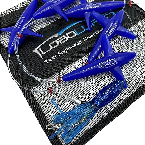 Miniatura 10 de Lobo Lures #401 Teaser de atún con forma de margarita, cadena de 400 libras, líder de 500 libras, sacacorchos giratorio y bolsa de almacenamiento