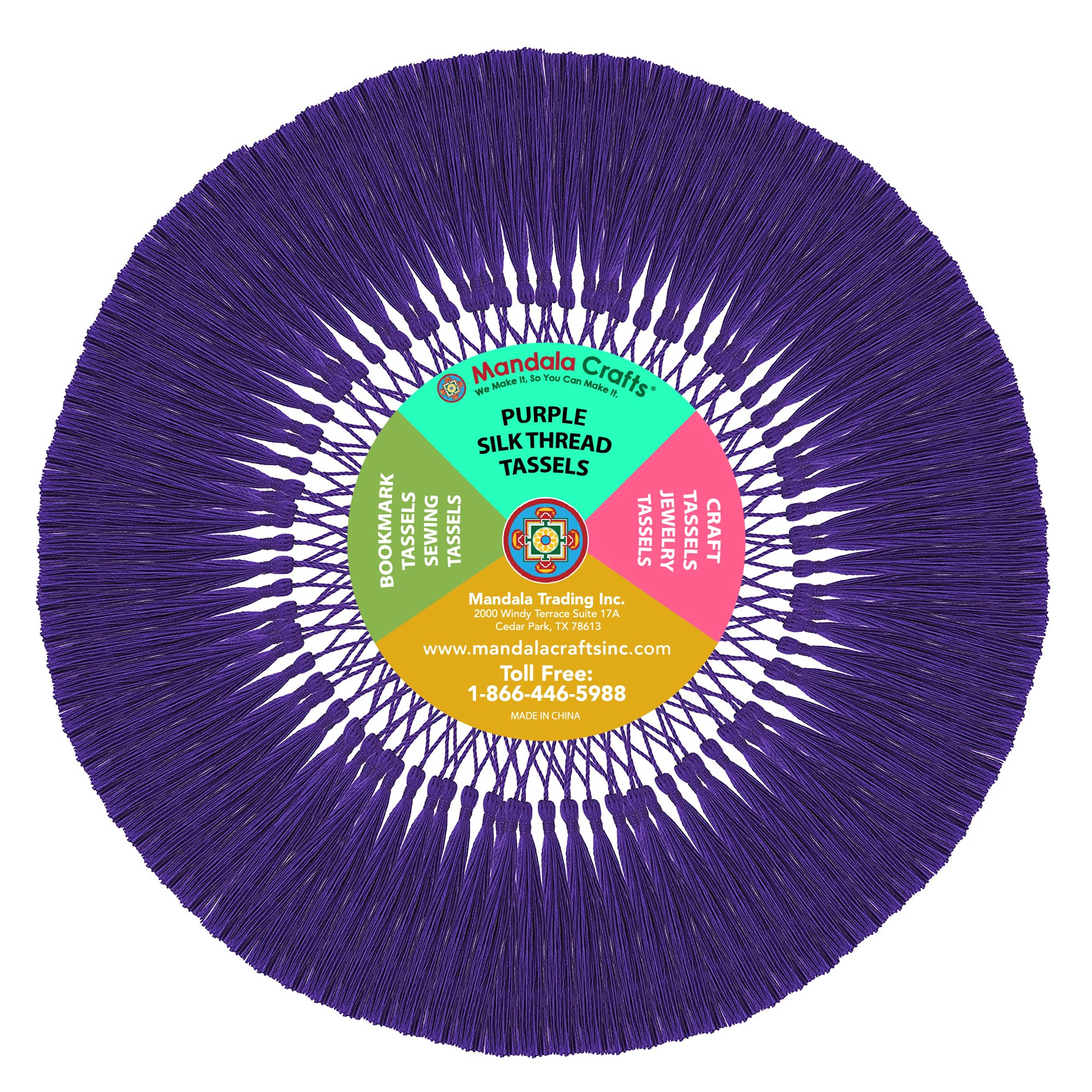 Mandala Crafts 100 Purple Silky Bookmark Tassels with Loops for Crafts