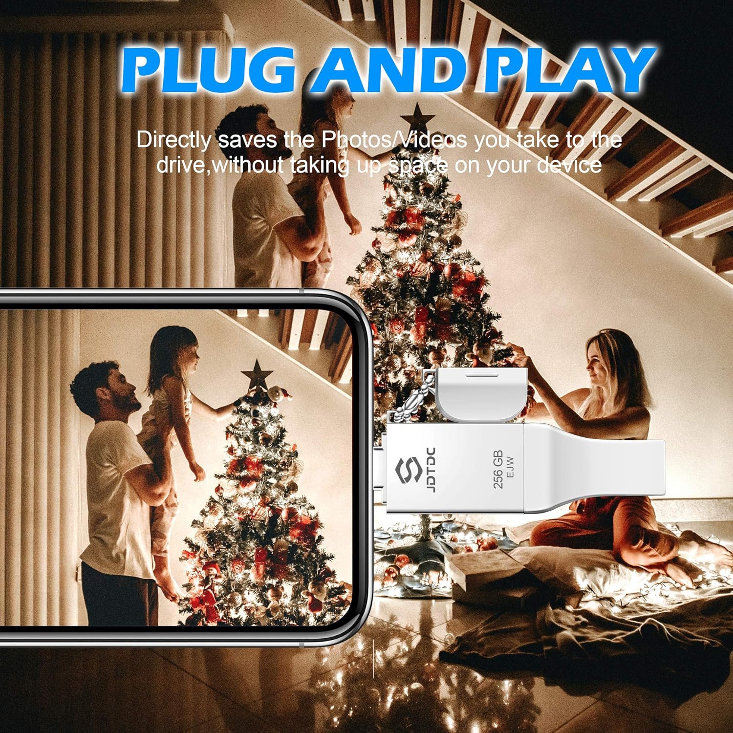 Genuine 256GB Apple MFi Certified Photo Stick for iPhone 17/16/15/14-3 in 1 USB C Flash Drive & Memory Stick - High Speed External Storage for Photos Videos iOS Backup, Android & PC (True Capacity)