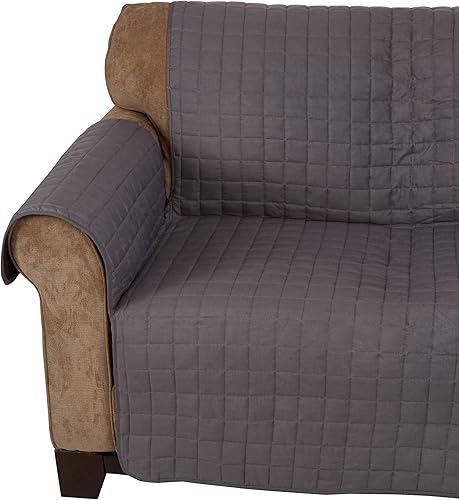 Protector reversible de muebles de lujo, ideal para mascotas y niños, con correas para evitar que se resbalen, tamaño de sofá, grisnegro