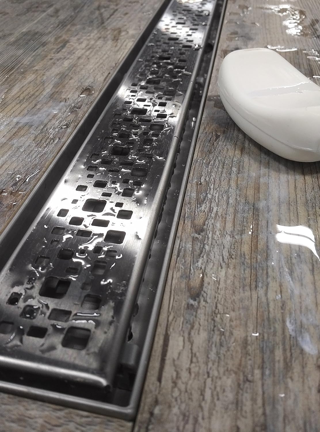 AlinO Shower Kit, Modern, Stainless Steel, Rectangular, Freestanding, Bright Clear Finish, 36"x60" with 24" Linear Drain