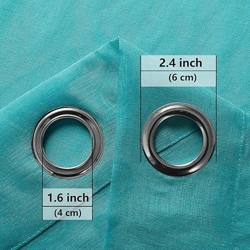 Miniatura 4 de DWCN Cortinas transparentes de lino sintético turquesa, cortinas de gasa con ojales para ventana para dormitorio, sala de estar, 60 x 63 pulgadas de