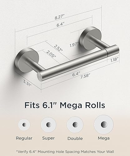 Vista 76 de FORIOUS Soporte de pared para papel higiénico, soporte de rollo de papel higiénico de doble poste giratorio de acero inoxidable para baño