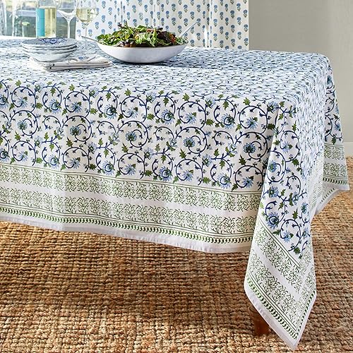 Saffron Marigold Mantel rectangular estampado a mano  Taj azul iluminado por la luna lujoso 100% algodón, lavable, para decoración del hogar,