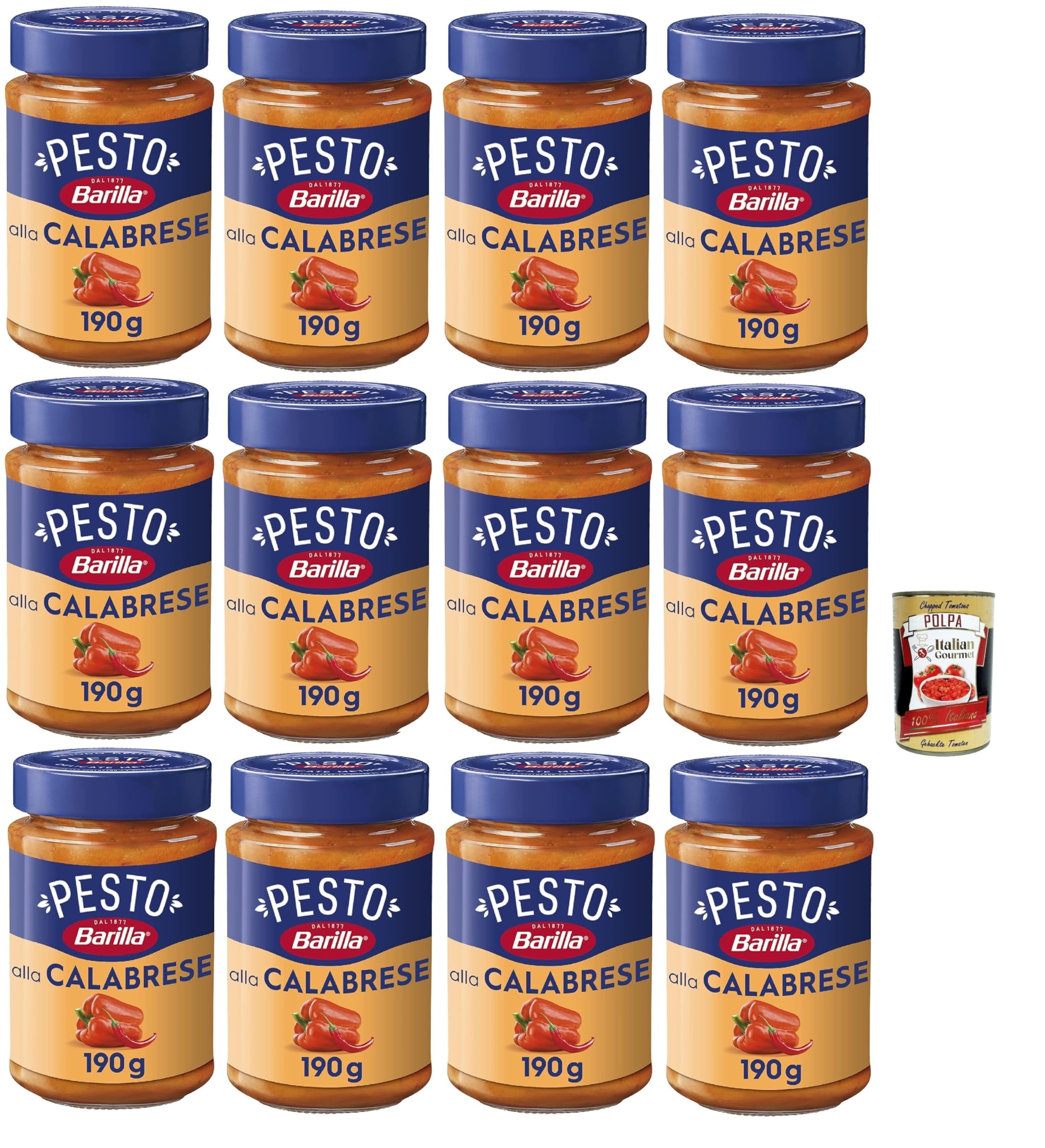 Italian Gourmet Pesto alla Calabrese, Paprika-Chili Sauce, 12 x 190g
