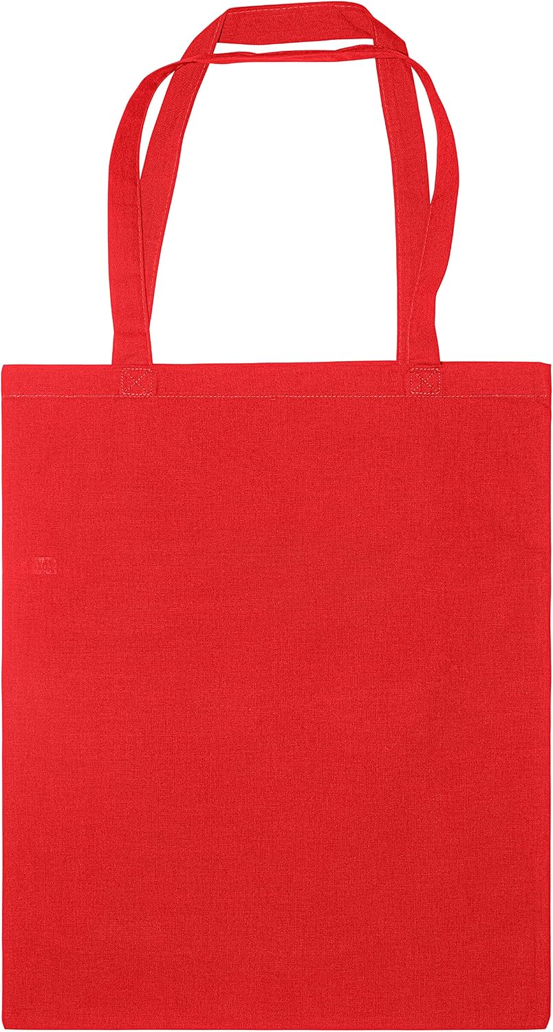 IMFAA Pack of 10 Premium-Quality Long Lasting 100% Cotton Canvas Tote Reusable Shopping Bags Ideal for Printing and Embroidery (Red,Large 50x40x60) - Image 5