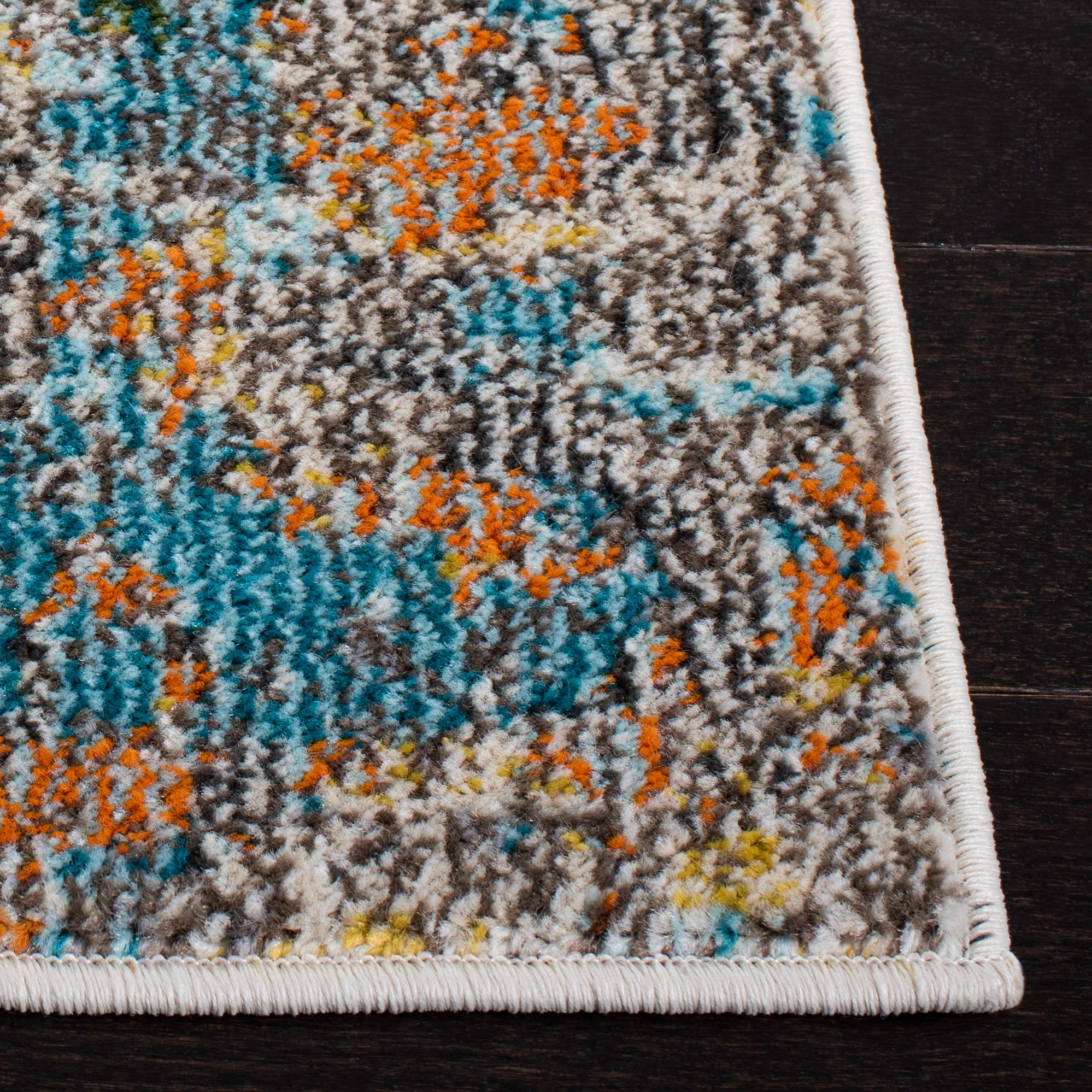 SAFAVIEH Tapis Boho pour Salon, Salle à Manger, Chambre à Coucher - Madison Collection, Tapis à Poil Court, Gris et Or, 122 X 183 cm