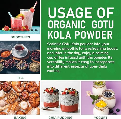 Miniatura 7 de Jiva Organics Gotu Kola Powder (Centella Asiatica) 7 onzas (7.05 oz) - Crudo, vegano, sin OMG