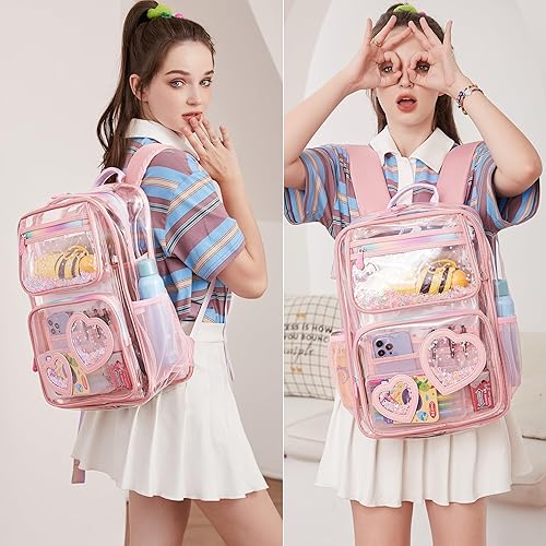 Miniatura 2 de Mochila transparente para niñas y mujeres, mochila transparente para niños, escuela primaria, universidad, mochila de viaje para laptop, mochilas
