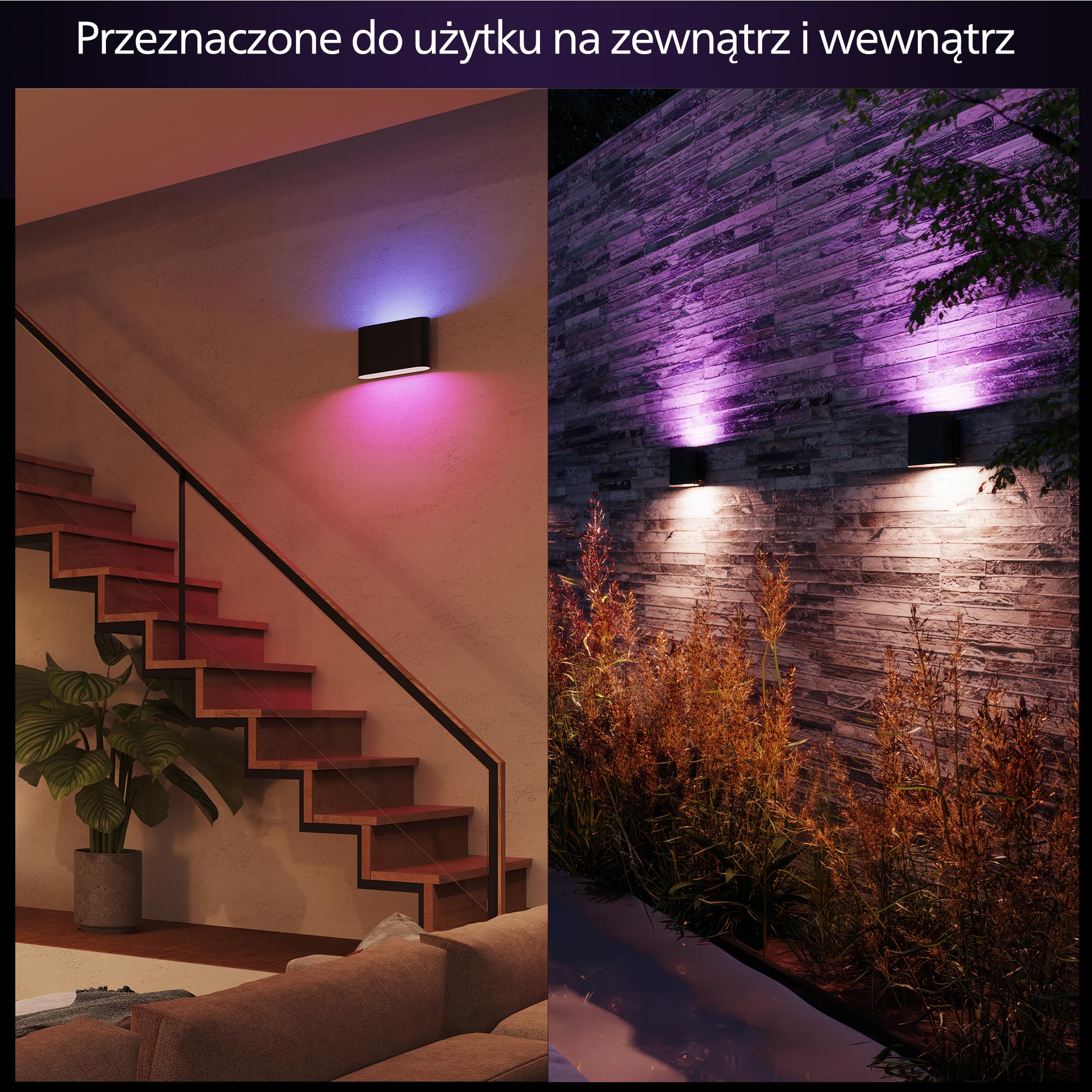 Philips Hue Kinkiet White and Color Ambiance Dymera - Kinkiet Ścienny do Użytku Wewnętrznego i Zewnętrznego, Światło Białe, Kolorowe - Oświetlenie Elewacji - na Zewnątrz Wymagany Mostek