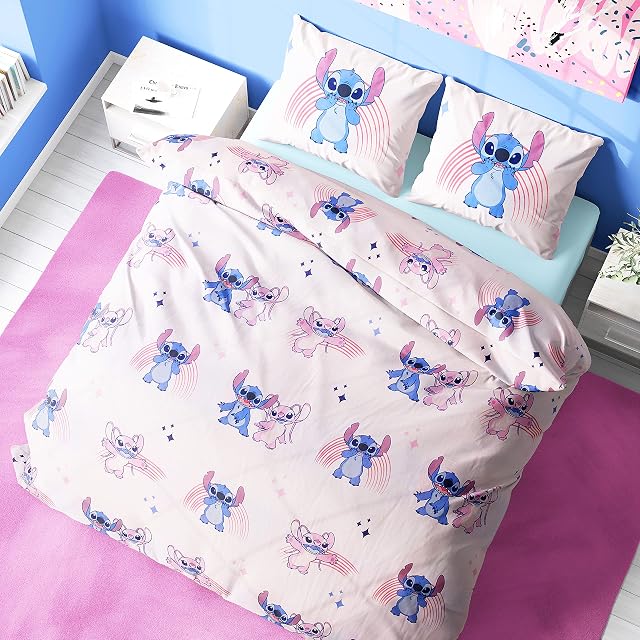 Disney Bedding for Girls, Stitch Single Duvet Cover Set, Double Bedding Set (Double Duvet Set)
