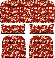 Vista 10 de Cojines de silla de mimbre de 5 piezas, cojín impermeable para sofá de mimbre al aire libre, 1 cojín de asiento de amor, 2 cojines en forma de U y 2