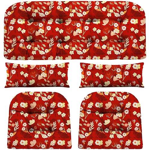 Wicker Chair Cushions of 5 Pieces, Waterproof Outdoor Loveseat Cushion