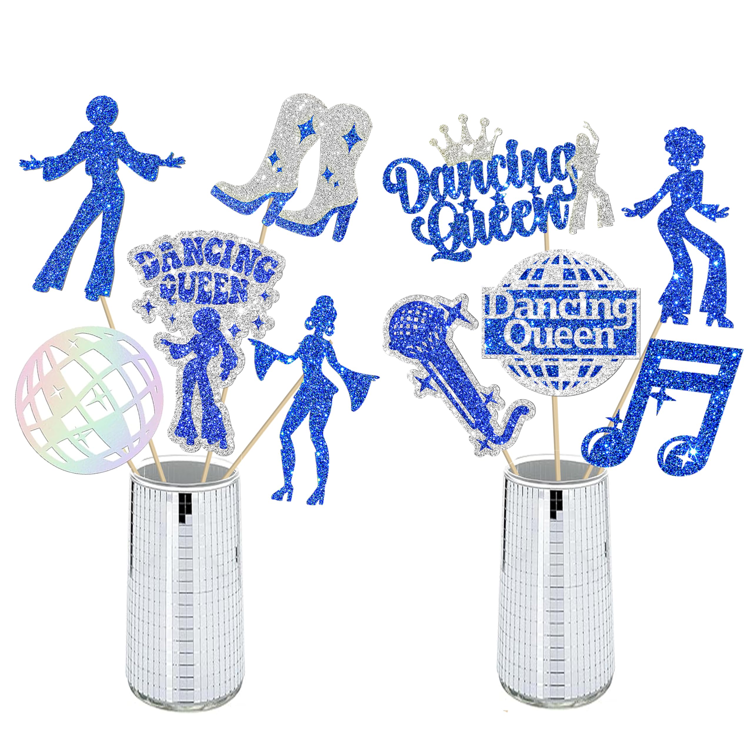 Yoomod Disco Centerpieces for Tables Silver 70s Party Decorations Flat Disco Ball Décor for Classroom Birthday Wedding (Not Ball
