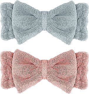 EANDT SOFT HEADBAND 2PC SET HAIR ACCESSORY BEAUTY SPA SELFCARE WOMEN GIRLS (Blue and Pink)