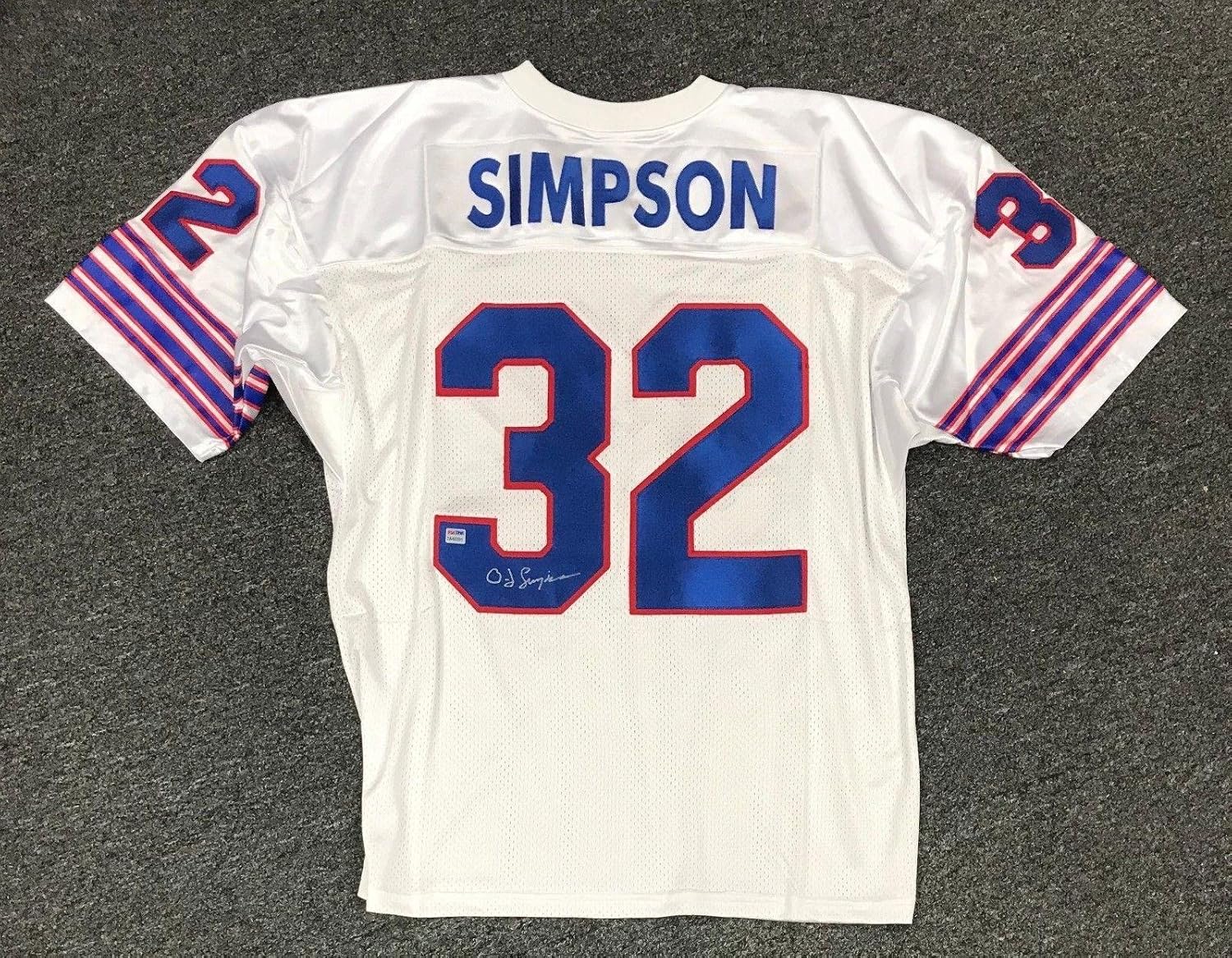 O.J. Simpson Autographed Jersey 32031 OJ 32 Sz XL Sticker ONLY HOF