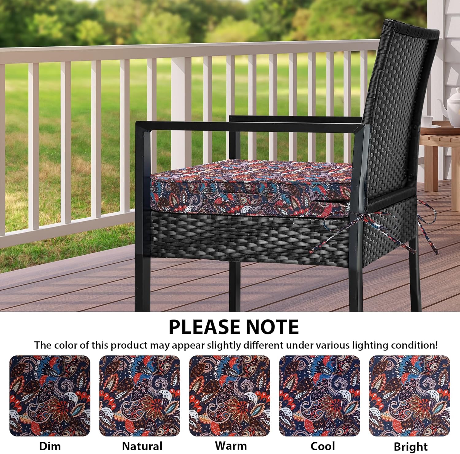 IPYNBAP Outdoor Chair Cushions Set of 4,Waterproof Outdoor Seat Cushions for Patio Furniture,Patio Chair Cushion with Handle and Ties, Out Door Chair Pads,19" x 19" x 3", Artistic Floral