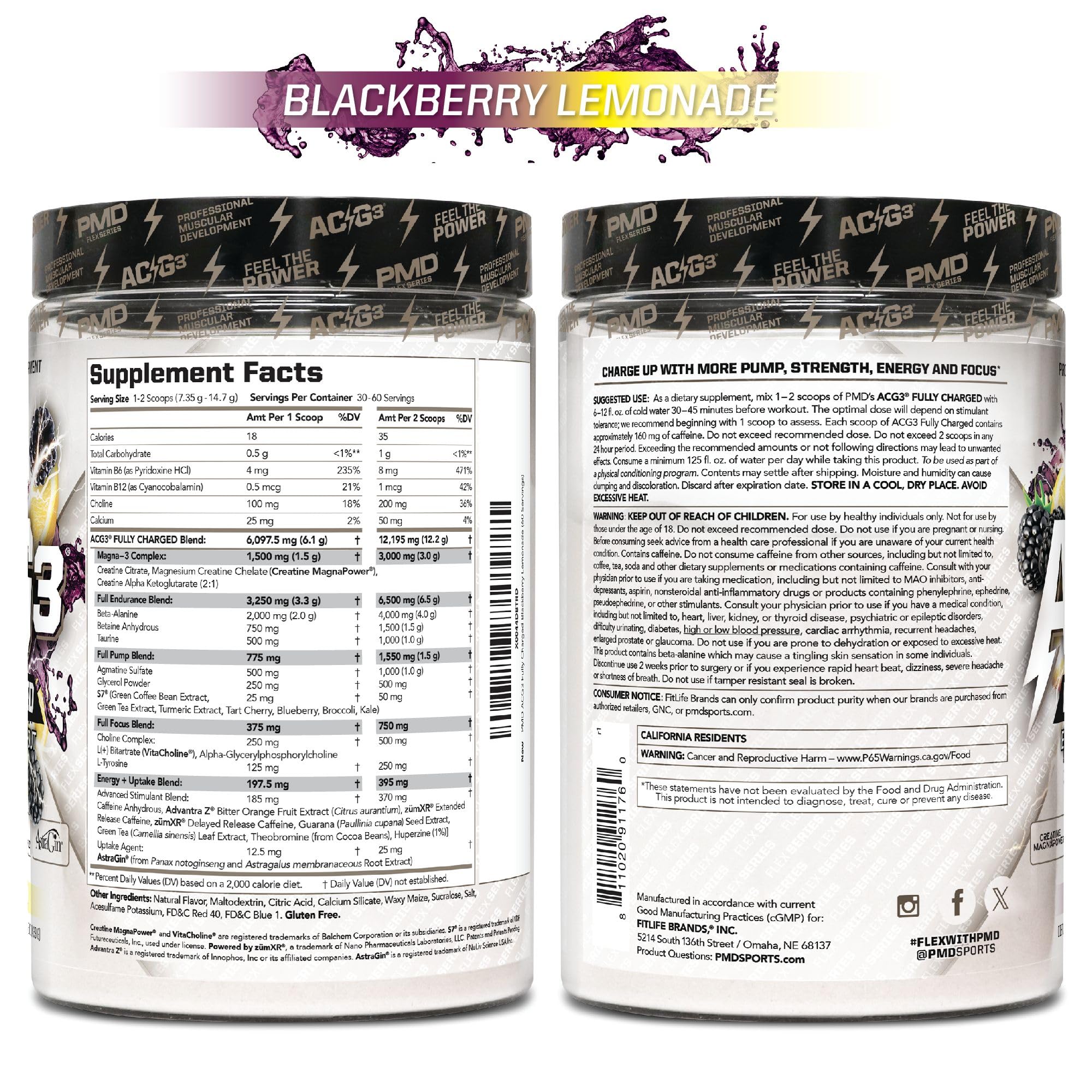 PMD Sports ACG3 Fully Charged - Electrifying Pre Workout Powder - High Energy & Pump Pre Workout for Men and Women to Maximize Focus, Endurance & Performance - BlackBerry Lemonade (30-60 Servings) — Amazon image 9