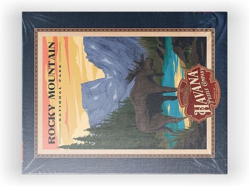 Miniatura 8 de MyPuzzle Rocky Mountain National Park - Alce en el amanecer rocoso, póster de viaje vintage, rompecabezas prémium de 500 piezas para adultos