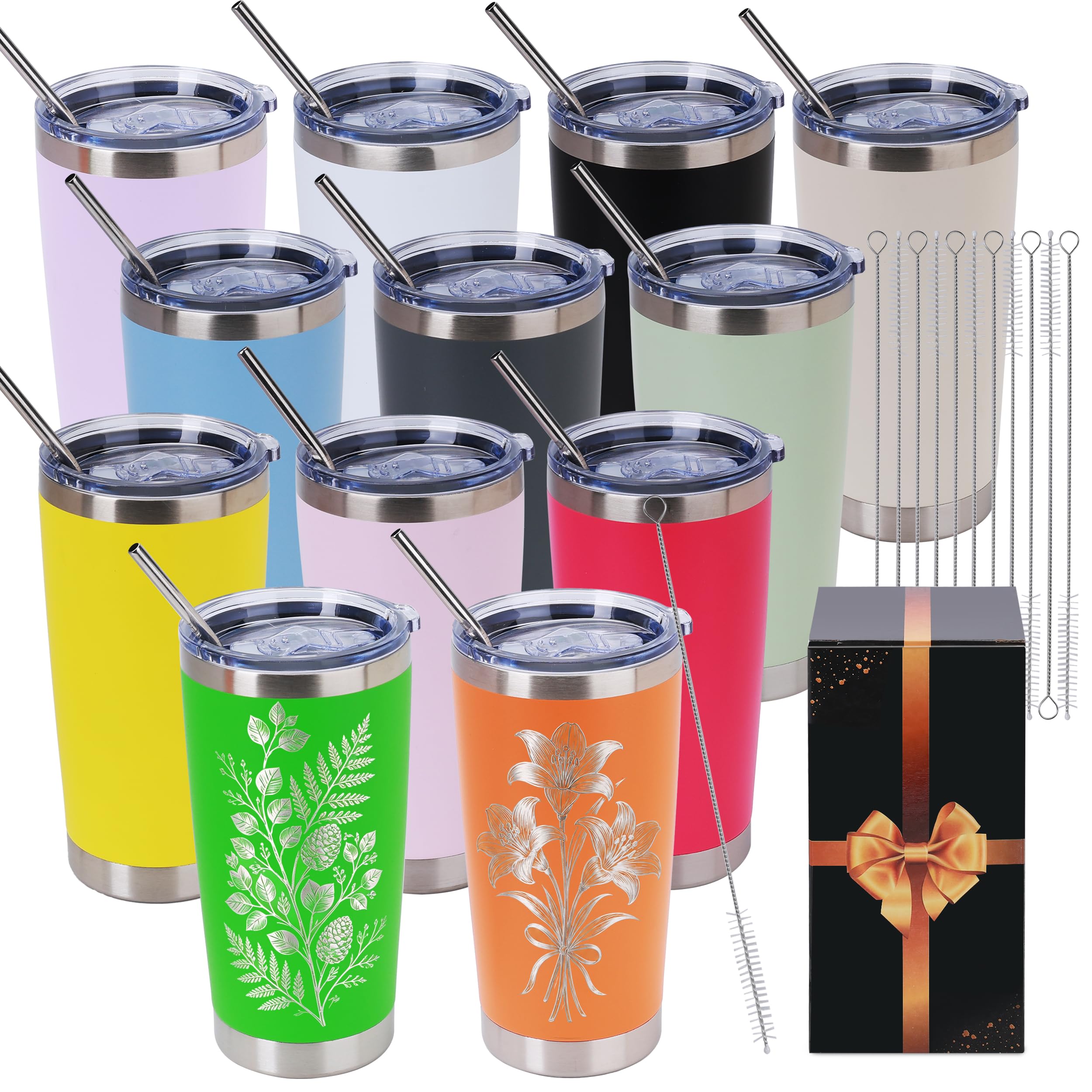 Joyclub 20 oz Tumblers Bulk 12 Pack Colorful Blank Coffee tumblers