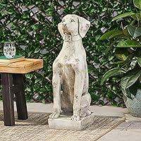 Merax MGO Antique White Dog Garden Statue - Weather-Resistant Cast Stone Outdoor Sculpture, Vintage Yard Art 31.5" Tall No Assembly