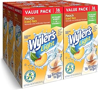 Singles To Go Powder Packets, Water Drink Mix, Peach Iced Tea, 16 Count, 6 Boxes (96 Single Servings)