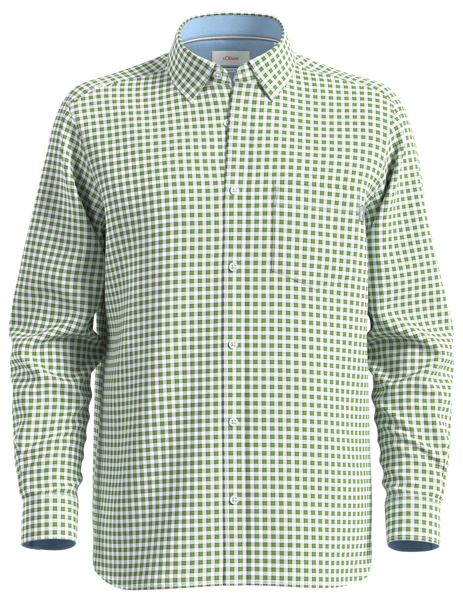 s.Oliver Regular: Long Sleeve Cotton Shirt, 74N5_Bamboo Green, L