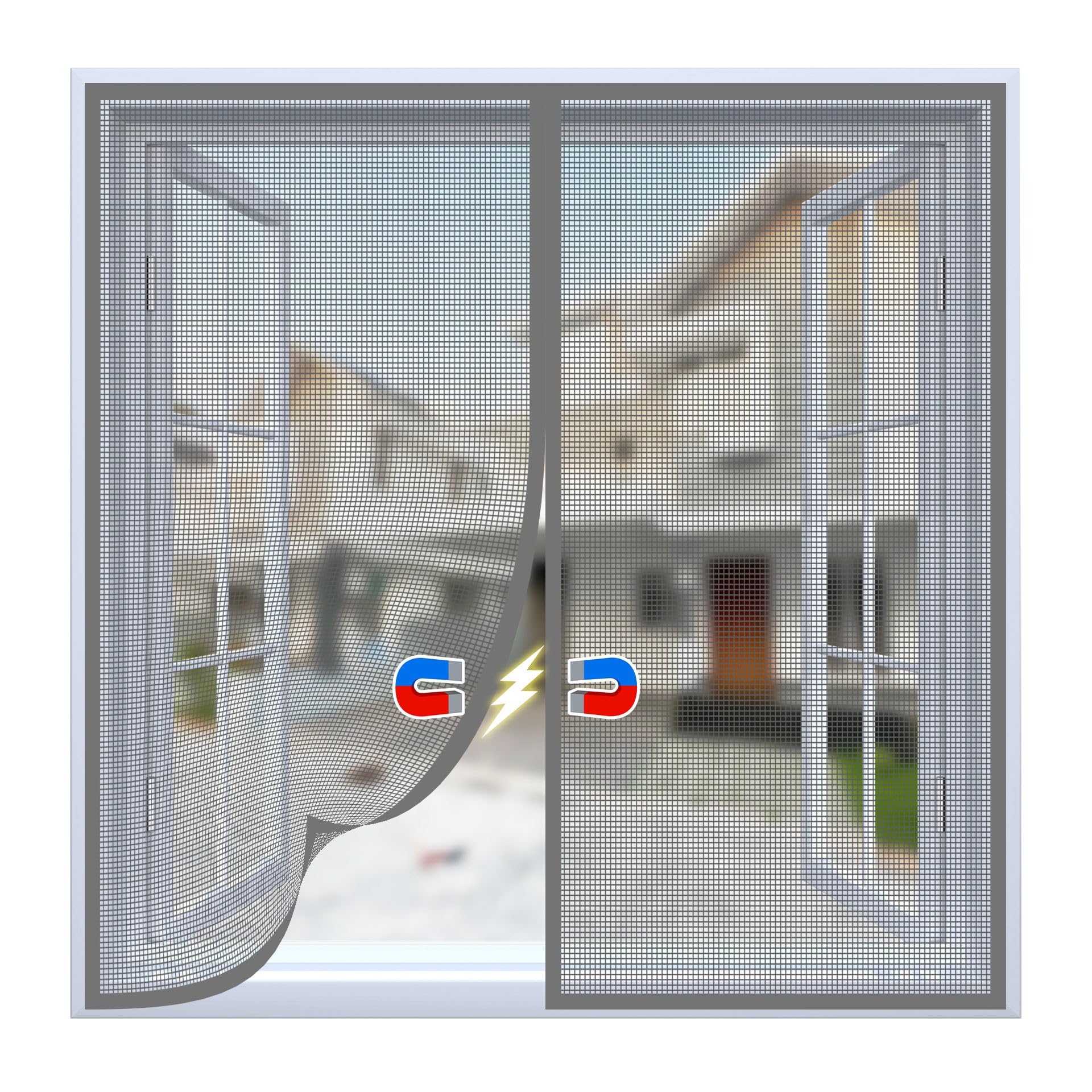 Safemyles Polyester Magnetic Window Mosquito Net with Self Adhesive Hook Tape Windows Height 120 cms X Width 90 cms (47x35 inches or 4x3 feet - Grey)-image-22