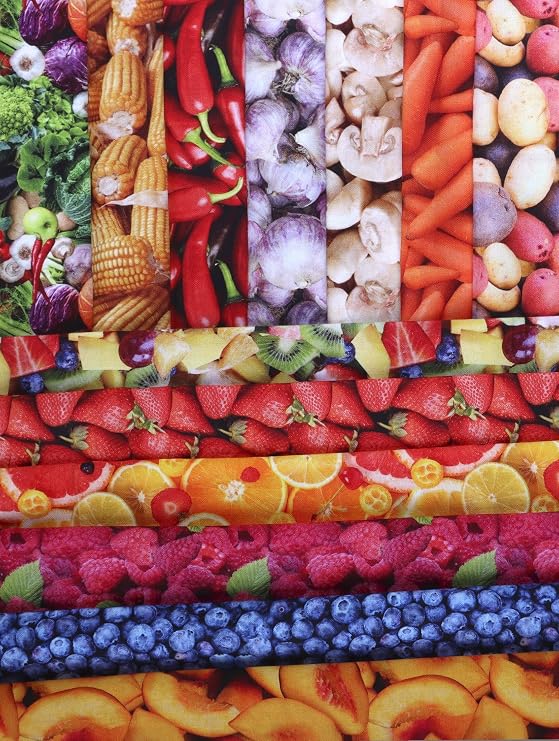 Mook Fabrics Fruits-Vegetables Cotton, Cherries Cut by The Yard | Fabric 45 in. Wide 100% Combed Cotton Material for Quilting, Home Decor Accents | Arts, Crafts & Sewing