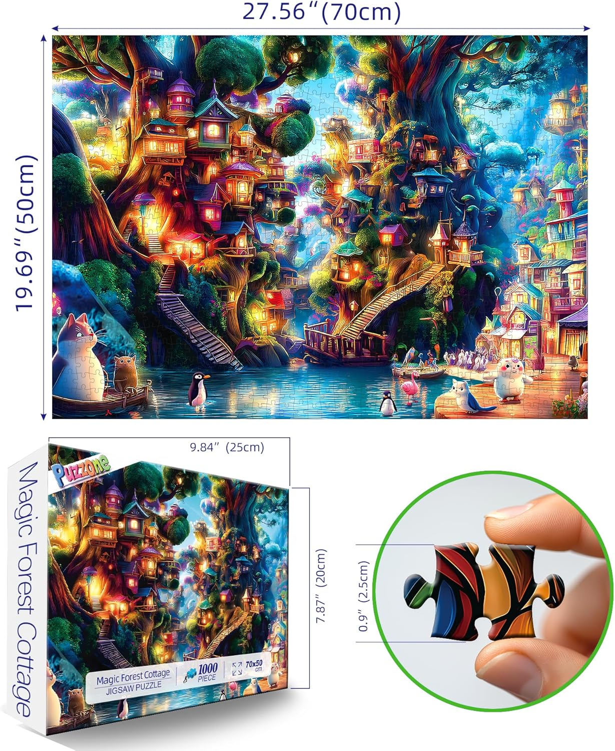 Jigsaw Puzzles for Adults 1000 Pieces Fantasy Magic Forest Cottage image 2