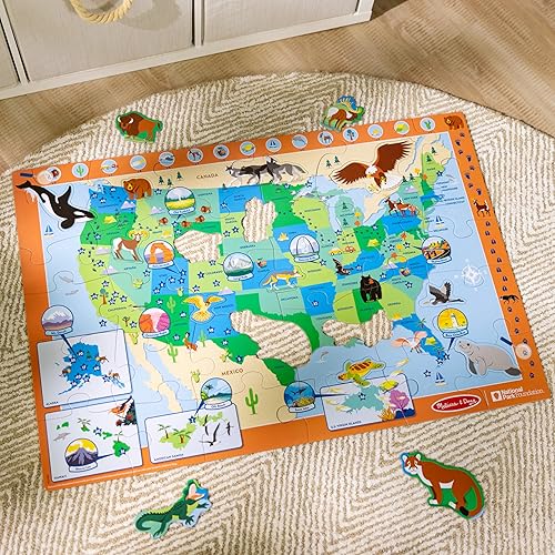 Miniatura 9 de Melissa & Doug National Parks U.S.A. - Rompecabezas de piso con mapa 45 piezas gigantes y en forma de animal, actividades de búsqueda y búsqueda,