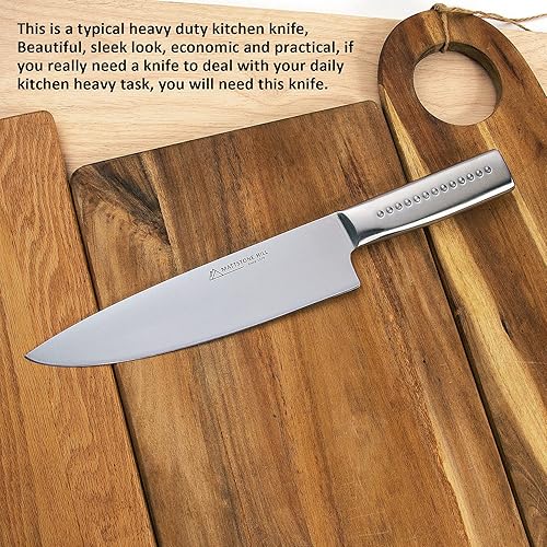 Miniatura 4 de MATTSTONE HILL - Cuchillo de cocina profesional de 9 pulgadas, cuchillo de chef ultra afilado de acero alemán, cuchillo para verduras, mango