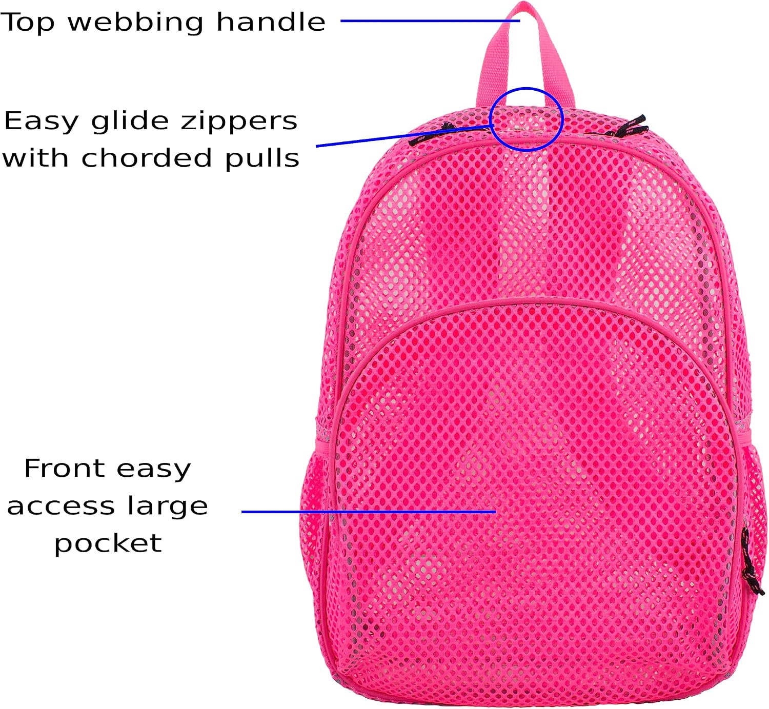 Eastsport Mesh Backpack With Adjustable Padded Shoulder Straps (Pink)