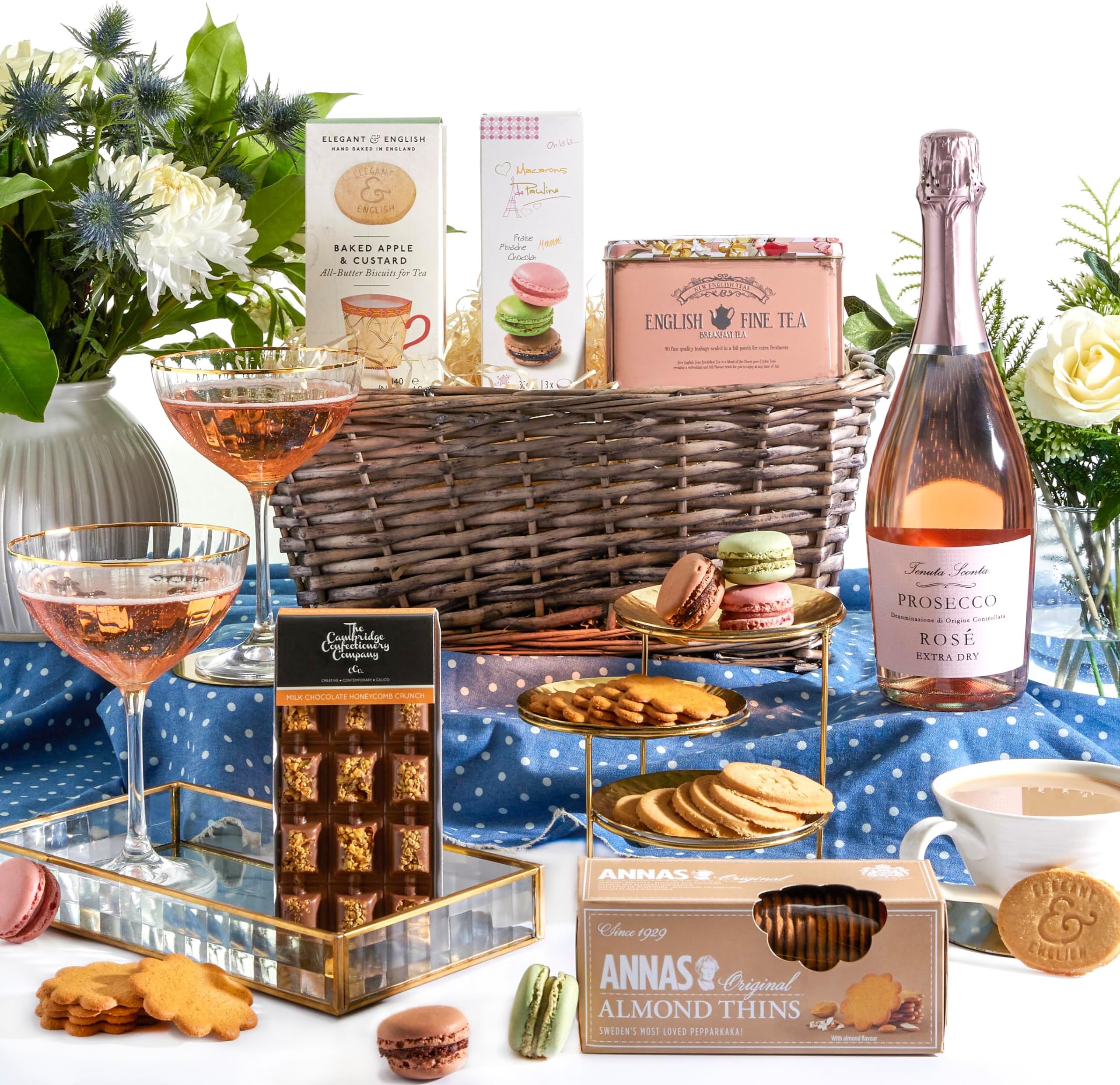 Prosecco Hamper Gifts for Women – Birthday Hampers for Women – Prosecco Gift Set Basket with Indulgent Chocolate & Sweet Treats – Gourmet Food Gift Hamper for Mum, Wife & Girlfriend