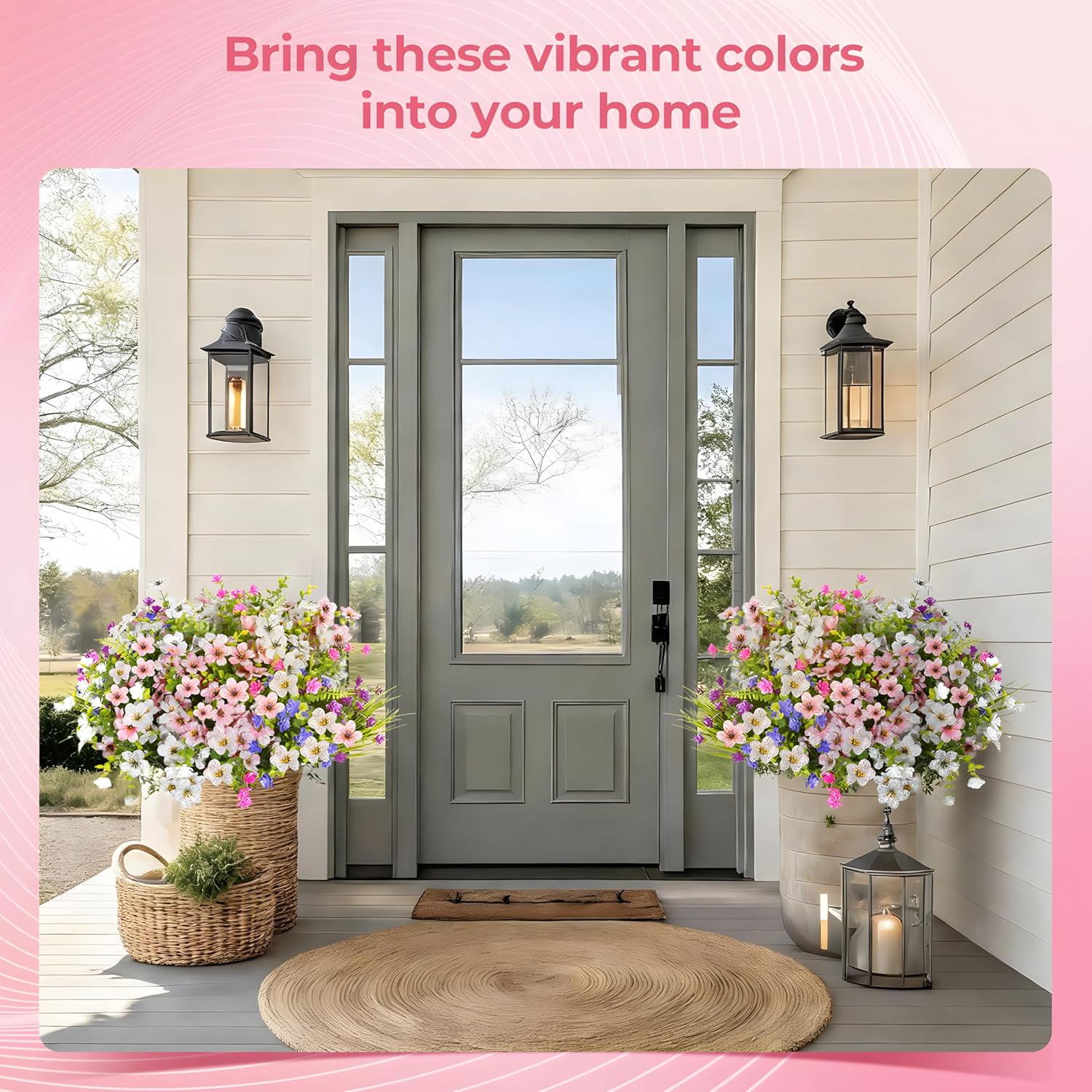 Fake Flowers for Outdoor UV Resistant 24 pcs Pink Spring Artificial Flowers Outdoors, Realistic Faux Silk Flowers Fade Resistant, Fake Plants ＆ Flowers for Garden Porch Planters Window Wedding Decor - Image 7